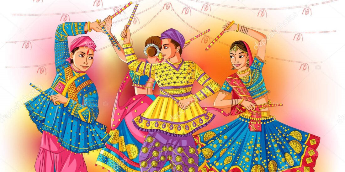 Indian Couple Garba in Dandiya Night Navratri Dussehra - Morbi Update